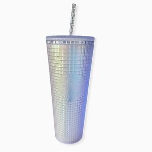 Starbucks Holographic lilac toned tumbler with straw.